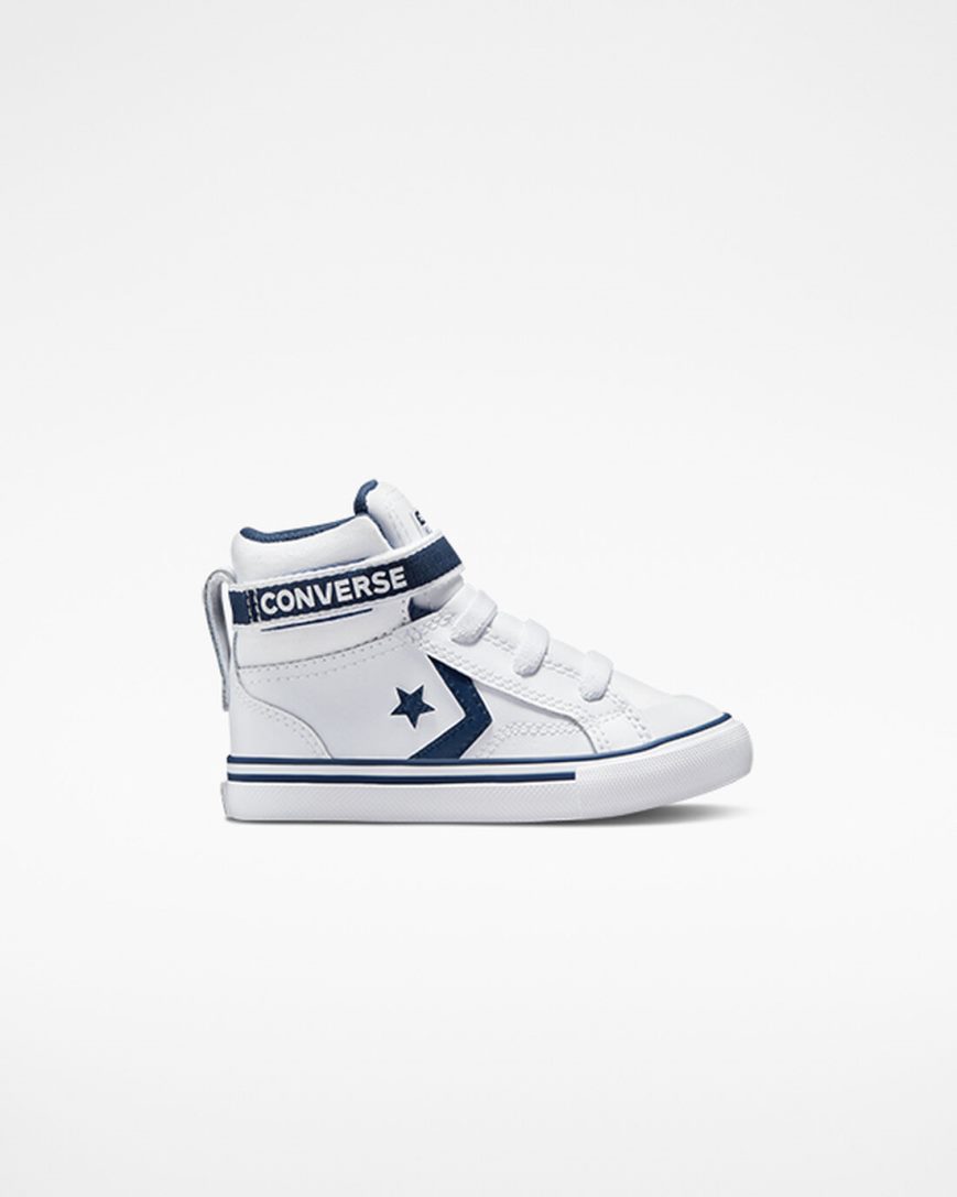 Tenisky Vysoke Converse Pro Blaze Remienkove Easy-On Varsity Club Chlapcenske Biele Námornícka Modrá Biele | SK 11NIBZ6